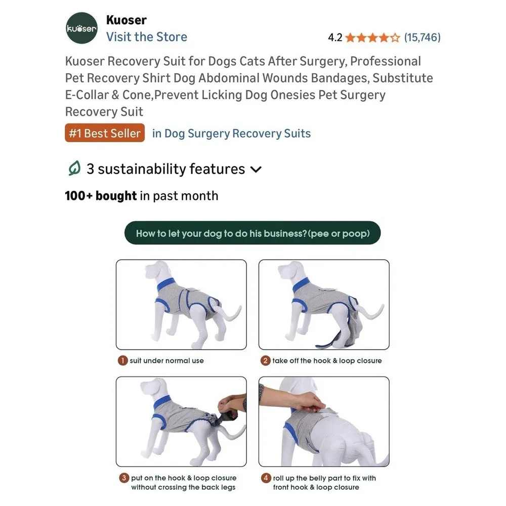 Dogs Cats After Surgery Pet Recovery Shirt Abdominal Wounds Substitute E-Collar